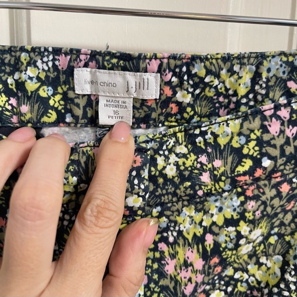 J Jill Live In Chino Size 16 Petite Floral Trouser Straight Leg Cadual - Picture 6 of 10